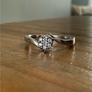 Natural Diamond Ring - 10K White Gold Band💍💎